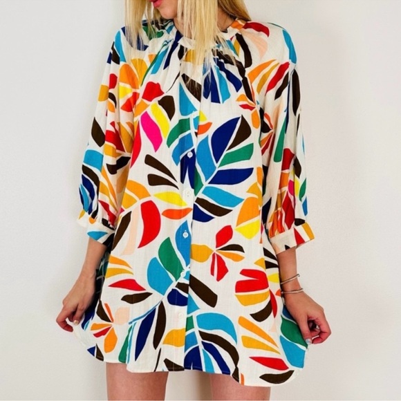 Tabitha Brown Dresses & Skirts - Tabitha Brown Target Botanical Print Puff Sleeve Mini Floral Dress. Size Small.